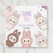 Fluffy Dolls Pastel Bunny Thema Verjaardag Bedankjes Labels (Voorkant)