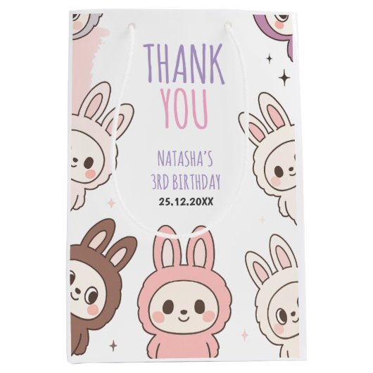 Fluffy Dolls Pastel Bunny Thema Verjaardag Medium Cadeauzakje