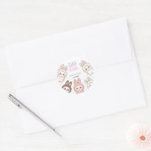 Fluffy Dolls Pastel Bunny Thema Verjaardag Ronde Sticker (Envelop)