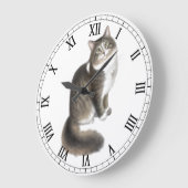 Fluffy Duffy Cat Wall Clock Grote Klok (Hoek)