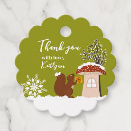Fluffy Eekhoorn Cadeau Winter Baby Shower Cadeau  Bedankjes Labels