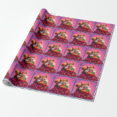 Fluffy eekhoorn “Gek van aardbeien”, grappig Cadeaupapier (Uitgerold)