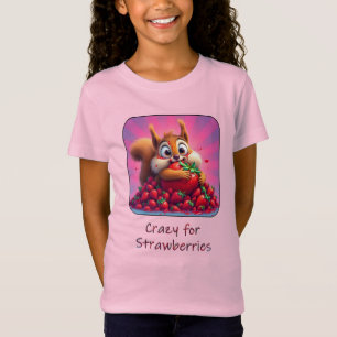 Fluffy eekhoorn “Gek van aardbeien”, grappig T-shirt