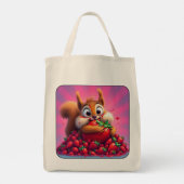 Fluffy eekhoorn “Gek van aardbeien”, grappig Tote Bag (Achterkant)