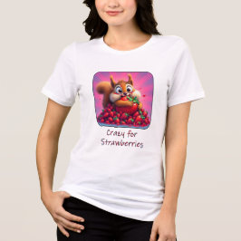 Fluffy Eekhoorn “Gek van Aardbeien”, grappig Tri-Blend Shirt