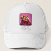 Fluffy eekhoorn “Gek van aardbeien”, grappig Trucker Pet (Voorkant)