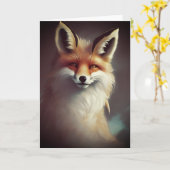 Fluffy Fantasy Red Fox Waterverf Kaart (Gele Bloem)