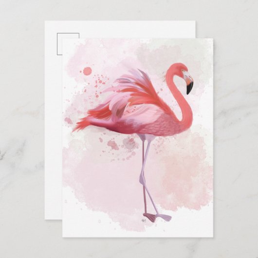 Fluffy Flamingo Briefkaart (Voorkant / Achterkant)