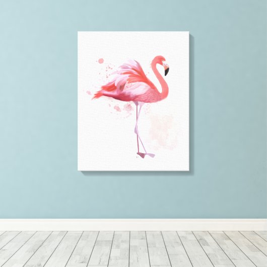 Fluffy Flamingo Canvas Afdruk (Insitu (Houten vloer))