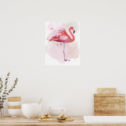 Fluffy Flamingo Poster (Keuken)