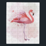 Fluffy Flamingo Puzzel<br><div class="desc">"Fluffy Flamingo" door Fab Funky.  Kenmerkt één enkel flamingo in de stijl van de waterverf.</div>