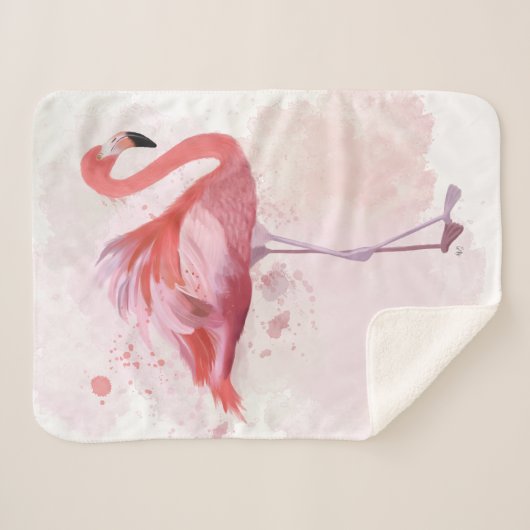 Fluffy Flamingo Sherpa Deken (Voorkant (horizontaal))