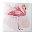 Fluffy Flamingo Tegeltje<br><div class="desc">"Fluffy Flamingo" door Fab Funky. Kenmerkt één enkel flamingo in de stijl van de waterverf.</div>
