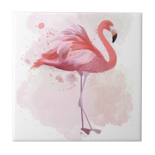 Fluffy Flamingo Tegeltje (Voorkant)