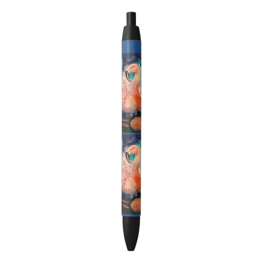 Fluffy Flamingo Zwarte Inkt Pen (Voorkant Verticaal)