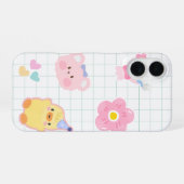 Fluffy Friends – Eend, Beer & Blooms iPhone 16 Hoesje (Achterkant horizontaal)