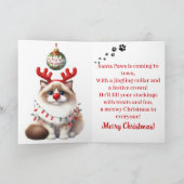 Fluffy Funny Cat Christmas Kaart (Binnen)