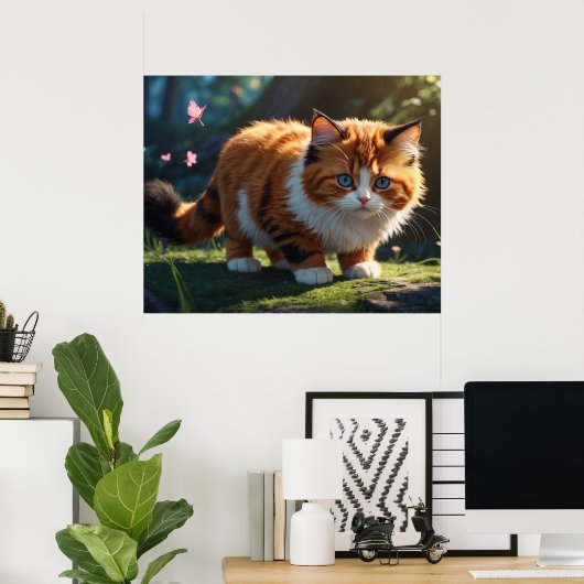*~* Fluffy Furry Kitty Cat 5:4 katje Poster (Thuiskantoor)
