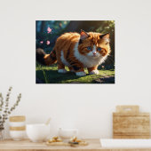 *~* Fluffy Furry Kitty Cat 5:4 katje Poster (Keuken)