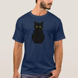 Fluffy Geel-Eyed Zwart Kat Halloween T-shirt