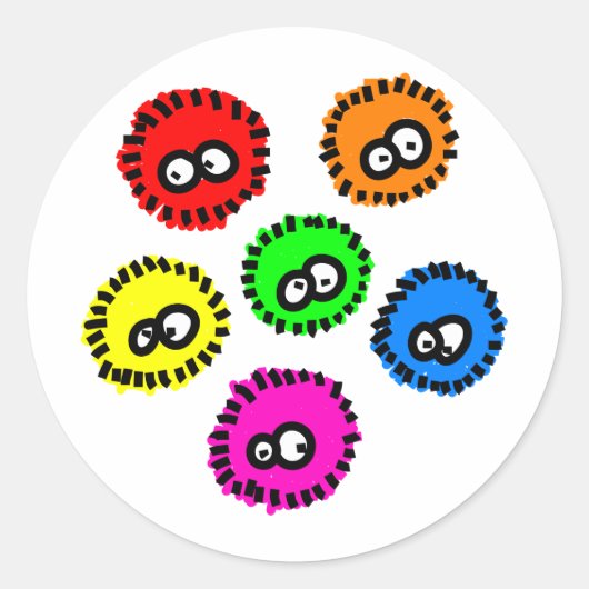 Fluffy Germs Ronde Sticker (Voorkant)