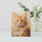 Fluffy Ginger Cat Briefkaart (Staand voorkant)