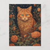 Fluffy Ginger Cat in de bloemen Briefkaart (Voorkant)