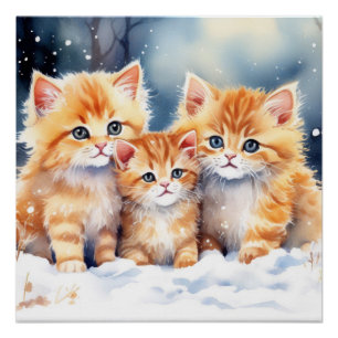 Fluffy Ginger Kittens Perfect Poster