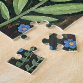 Fluffy Gray Tabby Cat and Folk Art Flowers Legpuzzel (Zijkant)
