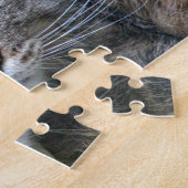 Fluffy Green-Eyed Tiger Kitty Cat Legpuzzel (Zijkant)