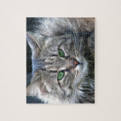 Fluffy Green-Eyed Tiger Kitty Cat Legpuzzel (Verticaal)