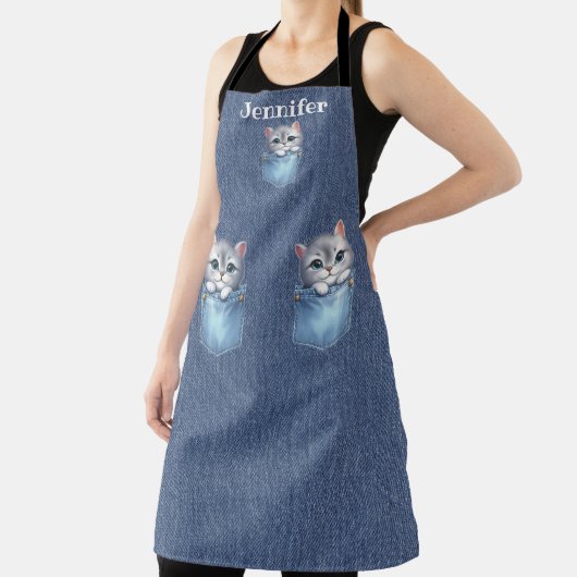 Fluffy Grey Cat All-Over Print Schort (Insitu)