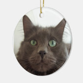 Fluffy Grey cat Keramisch Ornament (Links)