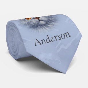 Fluffy Grey Tabby Cat Kitten Face Stropdas