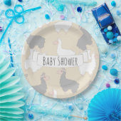 Fluffy Grey & White Llamas Baby shower Papieren Bordje (Feest)