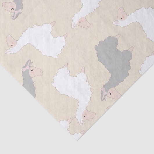 Fluffy Grey & White Llamas Tissuepapier (Detail)