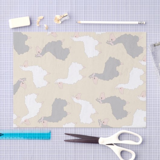 Fluffy Grey & White Llamas Tissuepapier (Craft)