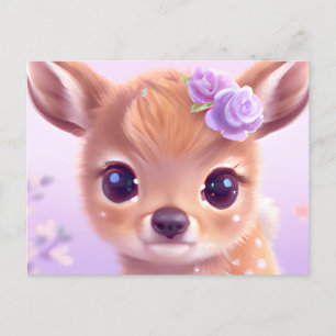Fluffy Happy Baby Deer met ivoren neus Briefkaart