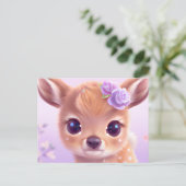 Fluffy Happy Baby Deer met ivoren neus Briefkaart (Staand voorkant)