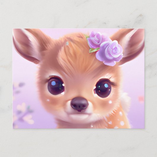 Fluffy Happy Baby Deer met ivoren neus Briefkaart (Voorkant)