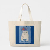 Fluffy Happy Dreaming Sweet Cat Illustratie Grote Tote Bag (Achterkant)