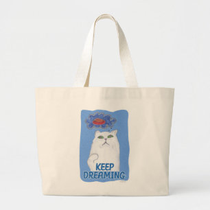 Fluffy Happy Dreaming Sweet Cat Illustratie Grote Tote Bag