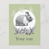 Fluffy hare met vlinders op groene achtergrond briefkaart (Voorkant)