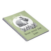 Fluffy hare met vlinders op groene achtergrond notitieboek (Rechterzijde)