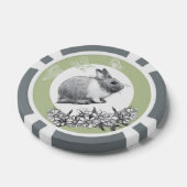 Fluffy hare met vlinders op groene achtergrond poker chips (Enkel)