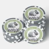 Fluffy hare met vlinders op groene achtergrond poker chips (Opstapeling)