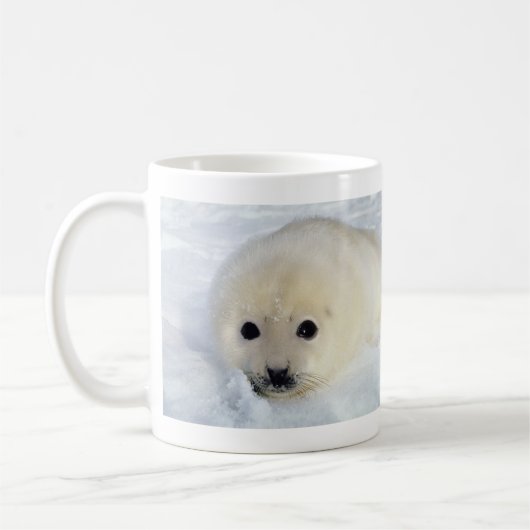 Fluffy Harp Seal Pup Koffiemok (Links)