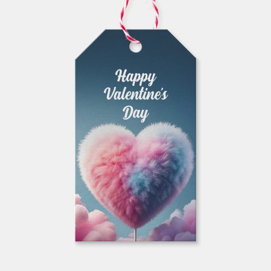 Fluffy Heart Valentijnsdag Cadeaulabel (Voorkant)