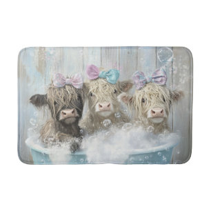 Fluffy Highland Calves Bubble Bath Boerderij Scene Badmat