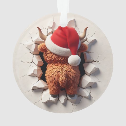 Fluffy Highland Cow Festive Ornament (achterkant)